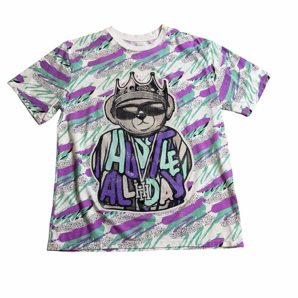 Bailey Apparel Other - 10/25🦋 Launder by Bailey White/Purple Retro Print HUSTLE ALL DAY Graphic Tee - L